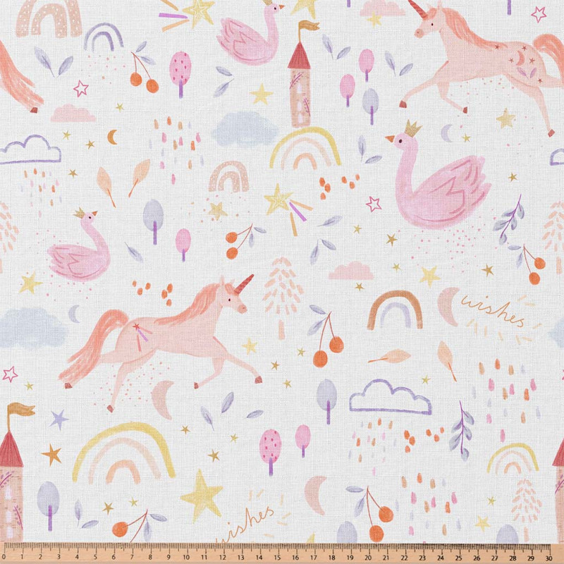 Printed Cotton ANAMIKA White / Pink